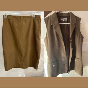 SK & Company Sleeveless Vest and Pencil Skirt Bundle🤎